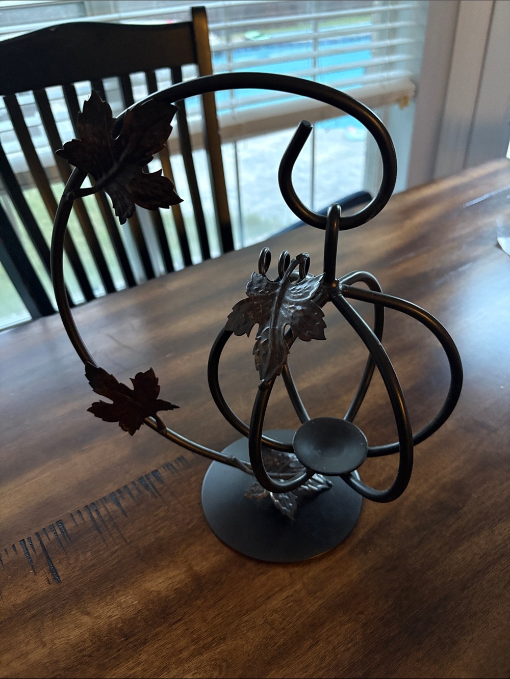 Decorative Vintage Pumpkin Candle Holder in Burnished Metal